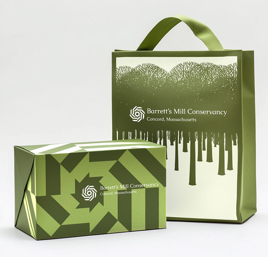 The Barrett’s Mill Conservancy branding focuses on sustainability and heritage, using milling-inspired patterns, eco-friendly packaging, and a unified design system to create a clear and consistent visual identity.